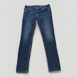 Miss Me Y2K Women's VTG Jean's Sz 30 Signature Skinny Low Rise Thick Stitch Boho